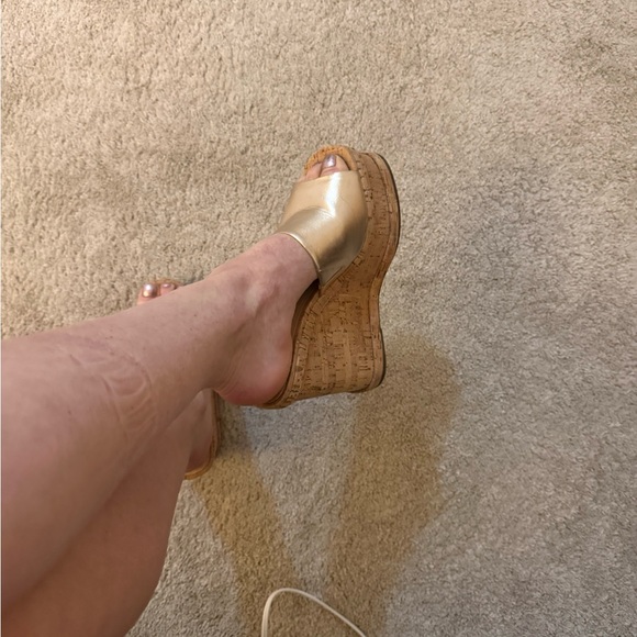 SCHUTZ Gold Wedge Sandals - Picture 2 of 9